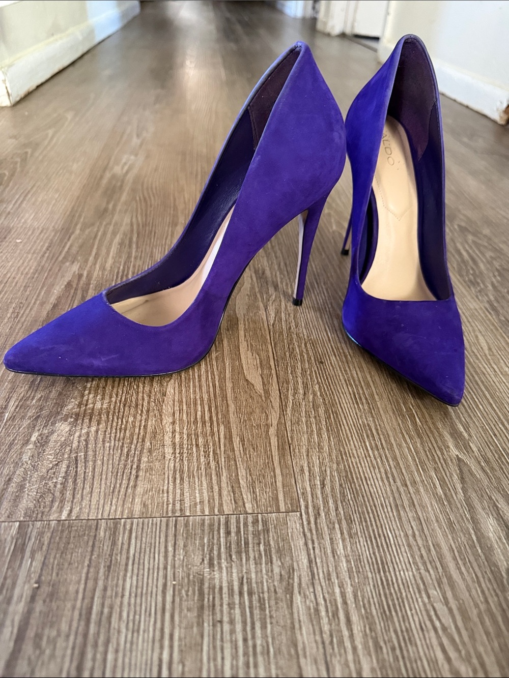 Aldo Royal Purple Suede Pointed Toe Stiletto Pumps